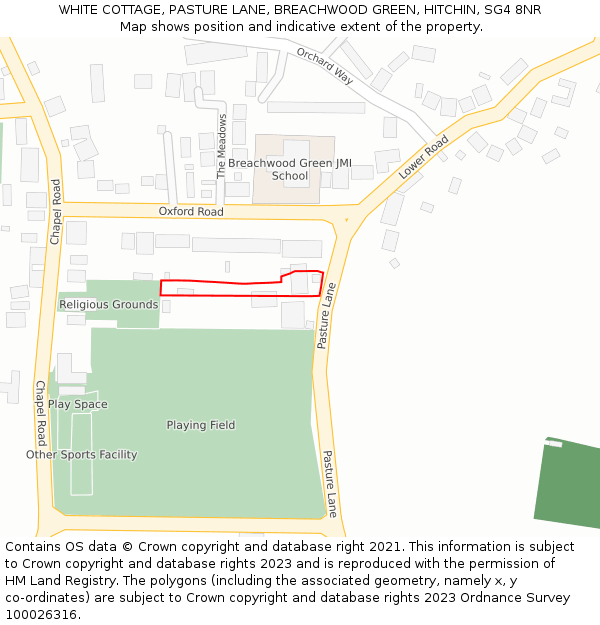 WHITE COTTAGE, PASTURE LANE, BREACHWOOD GREEN, HITCHIN, SG4 8NR: Location map and indicative extent of plot