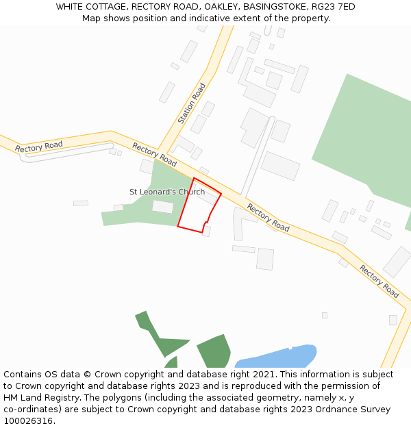 WHITE COTTAGE, RECTORY ROAD, OAKLEY, BASINGSTOKE, RG23 7ED: Location map and indicative extent of plot