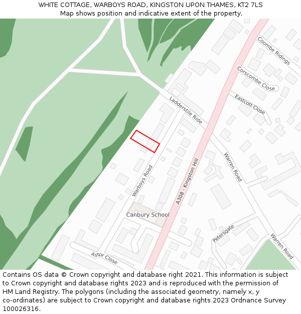 WHITE COTTAGE, WARBOYS ROAD, KINGSTON UPON THAMES, KT2 7LS: Location map and indicative extent of plot