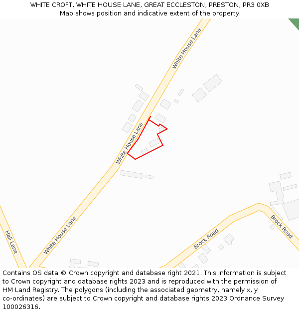 WHITE CROFT, WHITE HOUSE LANE, GREAT ECCLESTON, PRESTON, PR3 0XB: Location map and indicative extent of plot