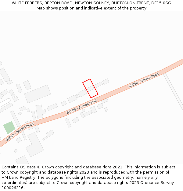 WHITE FERRERS, REPTON ROAD, NEWTON SOLNEY, BURTON-ON-TRENT, DE15 0SG: Location map and indicative extent of plot