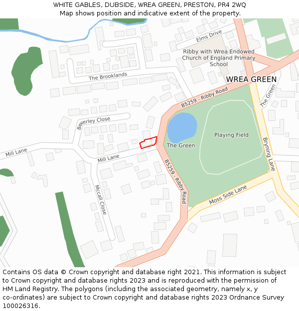 WHITE GABLES, DUBSIDE, WREA GREEN, PRESTON, PR4 2WQ: Location map and indicative extent of plot