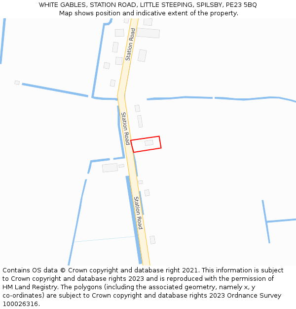 WHITE GABLES, STATION ROAD, LITTLE STEEPING, SPILSBY, PE23 5BQ: Location map and indicative extent of plot