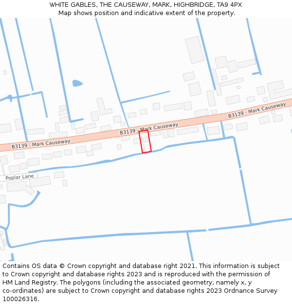 WHITE GABLES, THE CAUSEWAY, MARK, HIGHBRIDGE, TA9 4PX: Location map and indicative extent of plot