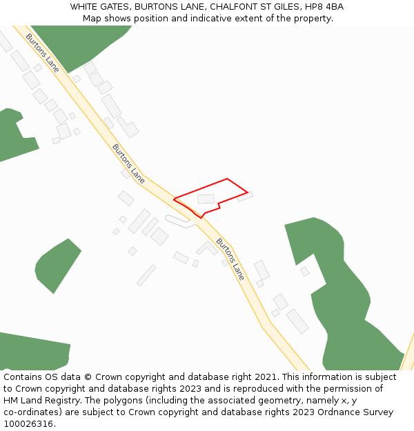 WHITE GATES, BURTONS LANE, CHALFONT ST GILES, HP8 4BA: Location map and indicative extent of plot