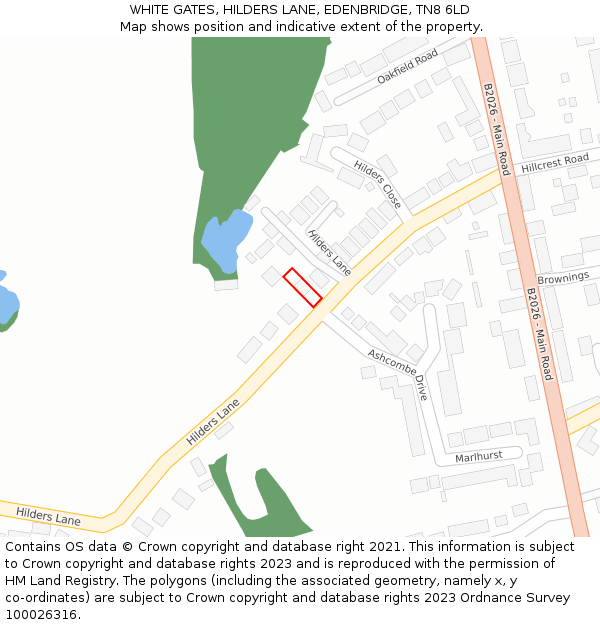WHITE GATES, HILDERS LANE, EDENBRIDGE, TN8 6LD: Location map and indicative extent of plot