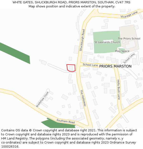 WHITE GATES, SHUCKBURGH ROAD, PRIORS MARSTON, SOUTHAM, CV47 7RS: Location map and indicative extent of plot