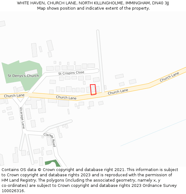 WHITE HAVEN, CHURCH LANE, NORTH KILLINGHOLME, IMMINGHAM, DN40 3JJ: Location map and indicative extent of plot