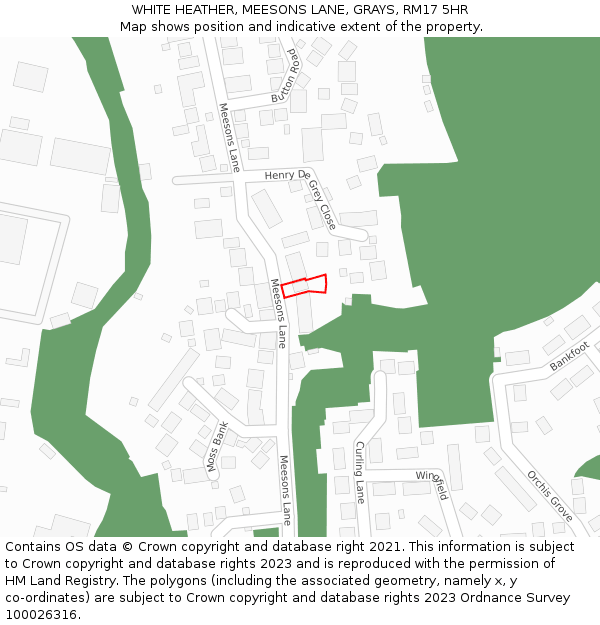 WHITE HEATHER, MEESONS LANE, GRAYS, RM17 5HR: Location map and indicative extent of plot