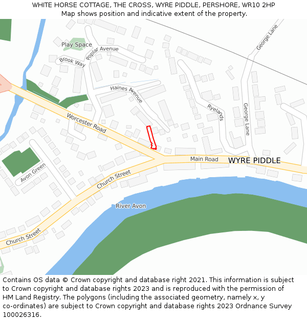WHITE HORSE COTTAGE, THE CROSS, WYRE PIDDLE, PERSHORE, WR10 2HP: Location map and indicative extent of plot