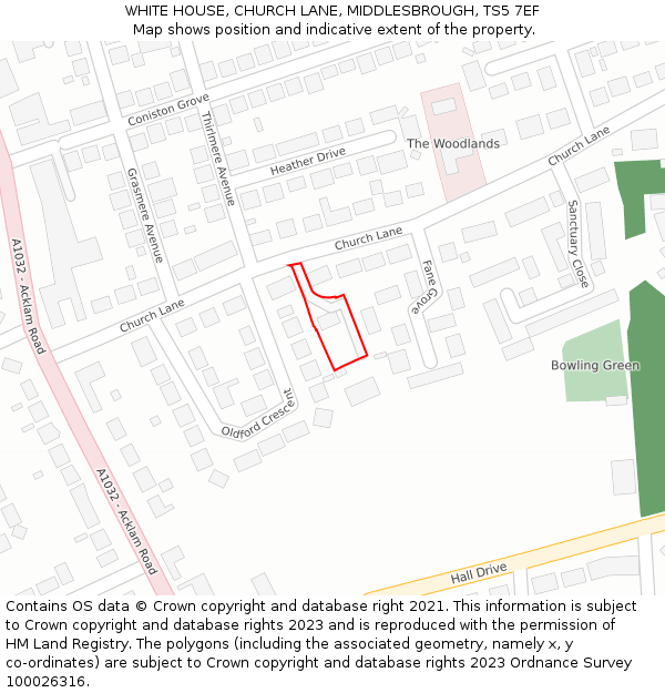WHITE HOUSE, CHURCH LANE, MIDDLESBROUGH, TS5 7EF: Location map and indicative extent of plot