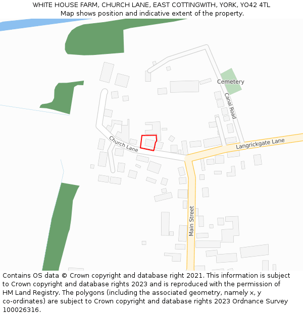 WHITE HOUSE FARM, CHURCH LANE, EAST COTTINGWITH, YORK, YO42 4TL: Location map and indicative extent of plot