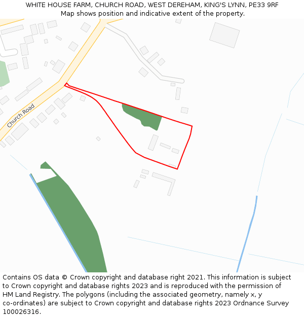 WHITE HOUSE FARM, CHURCH ROAD, WEST DEREHAM, KING'S LYNN, PE33 9RF: Location map and indicative extent of plot