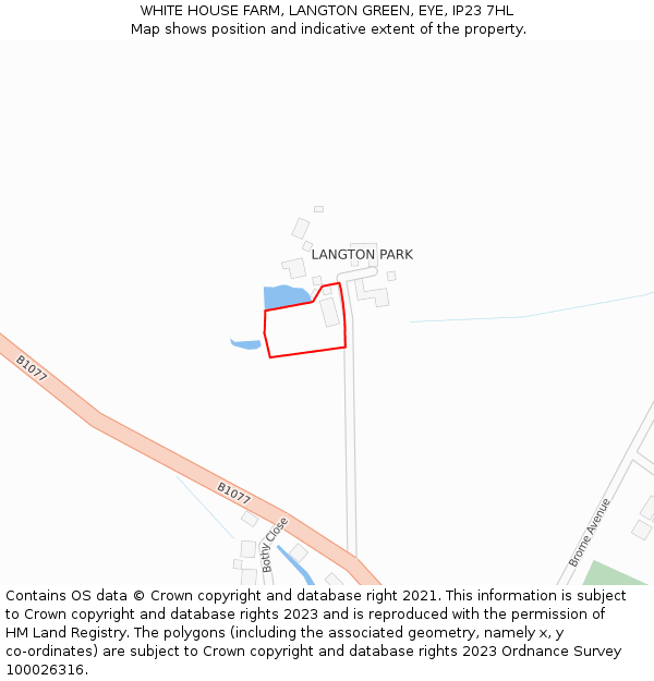 WHITE HOUSE FARM, LANGTON GREEN, EYE, IP23 7HL: Location map and indicative extent of plot