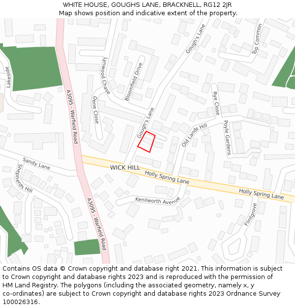 WHITE HOUSE, GOUGHS LANE, BRACKNELL, RG12 2JR: Location map and indicative extent of plot