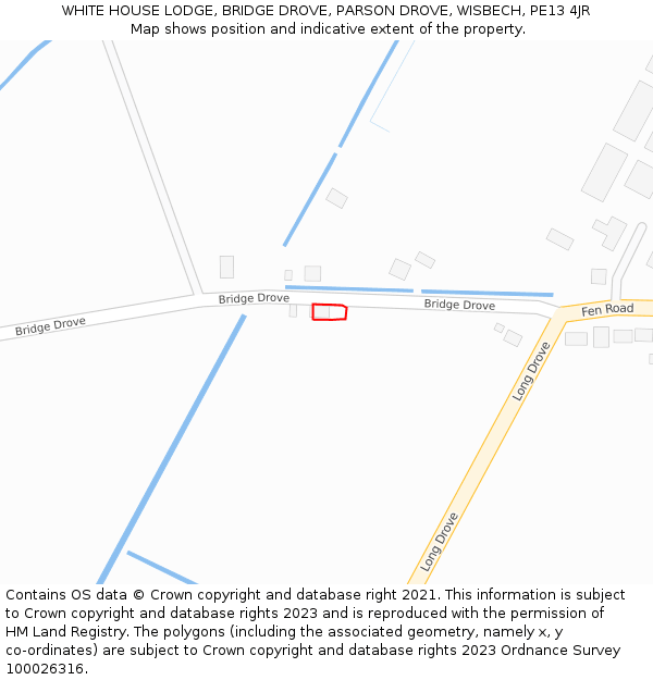 WHITE HOUSE LODGE, BRIDGE DROVE, PARSON DROVE, WISBECH, PE13 4JR: Location map and indicative extent of plot