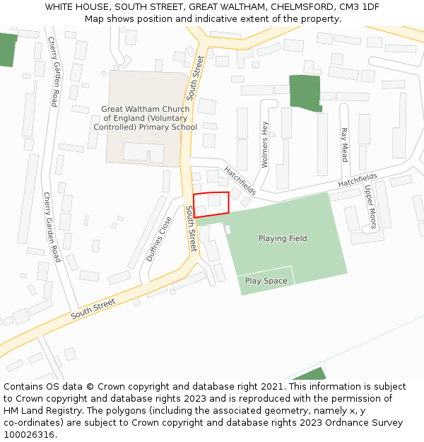 WHITE HOUSE, SOUTH STREET, GREAT WALTHAM, CHELMSFORD, CM3 1DF: Location map and indicative extent of plot