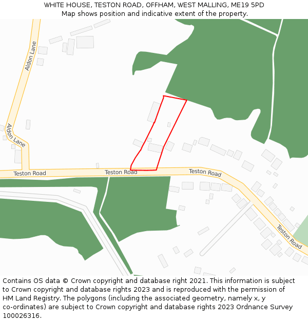WHITE HOUSE, TESTON ROAD, OFFHAM, WEST MALLING, ME19 5PD: Location map and indicative extent of plot