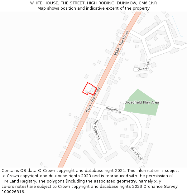 WHITE HOUSE, THE STREET, HIGH RODING, DUNMOW, CM6 1NR: Location map and indicative extent of plot