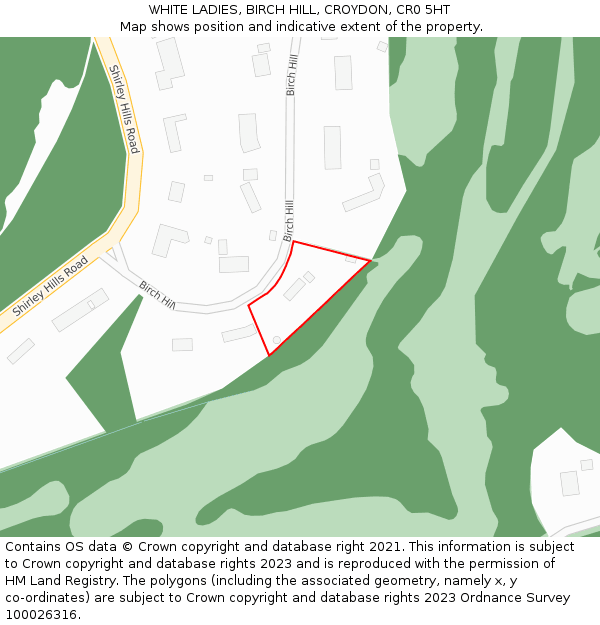 WHITE LADIES, BIRCH HILL, CROYDON, CR0 5HT: Location map and indicative extent of plot