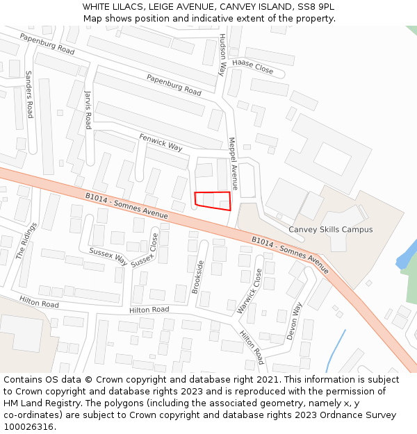 WHITE LILACS, LEIGE AVENUE, CANVEY ISLAND, SS8 9PL: Location map and indicative extent of plot