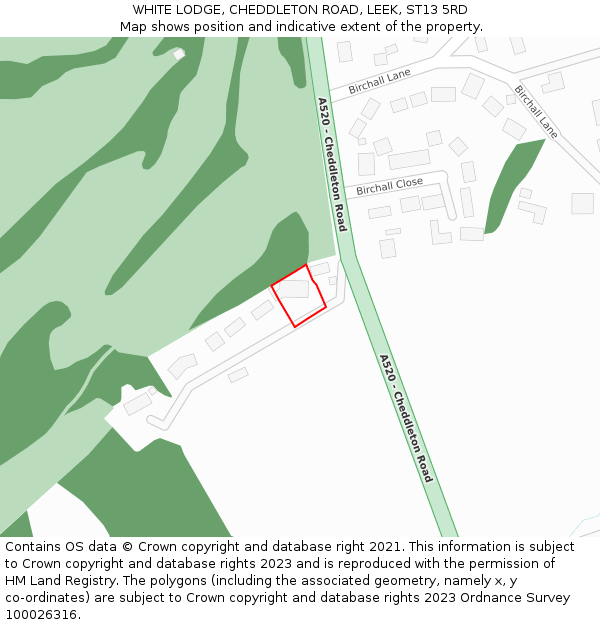 WHITE LODGE, CHEDDLETON ROAD, LEEK, ST13 5RD: Location map and indicative extent of plot