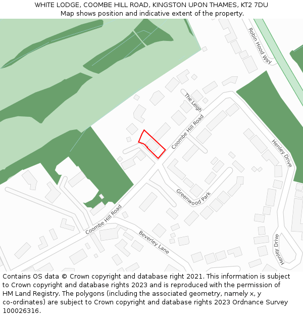 WHITE LODGE, COOMBE HILL ROAD, KINGSTON UPON THAMES, KT2 7DU: Location map and indicative extent of plot