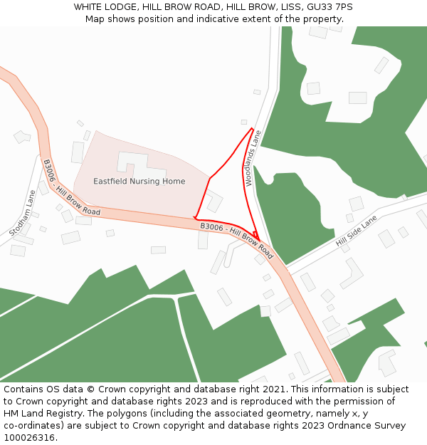 WHITE LODGE, HILL BROW ROAD, HILL BROW, LISS, GU33 7PS: Location map and indicative extent of plot