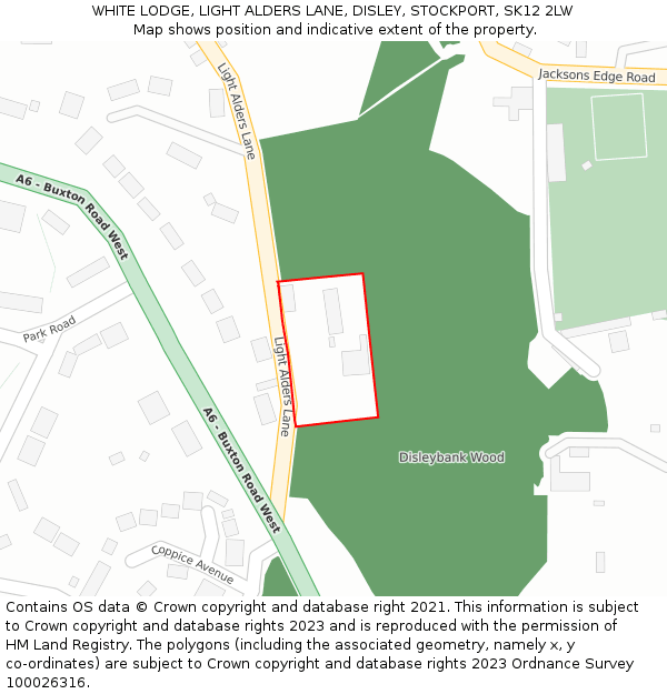 WHITE LODGE, LIGHT ALDERS LANE, DISLEY, STOCKPORT, SK12 2LW: Location map and indicative extent of plot