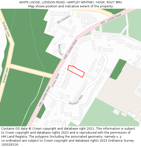 WHITE LODGE, LONDON ROAD, HARTLEY WINTNEY, HOOK, RG27 8RN: Location map and indicative extent of plot