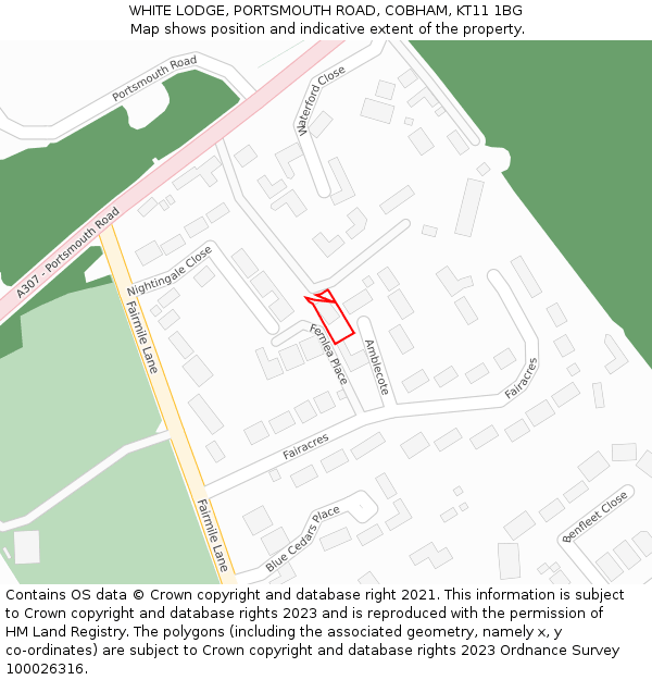 WHITE LODGE, PORTSMOUTH ROAD, COBHAM, KT11 1BG: Location map and indicative extent of plot