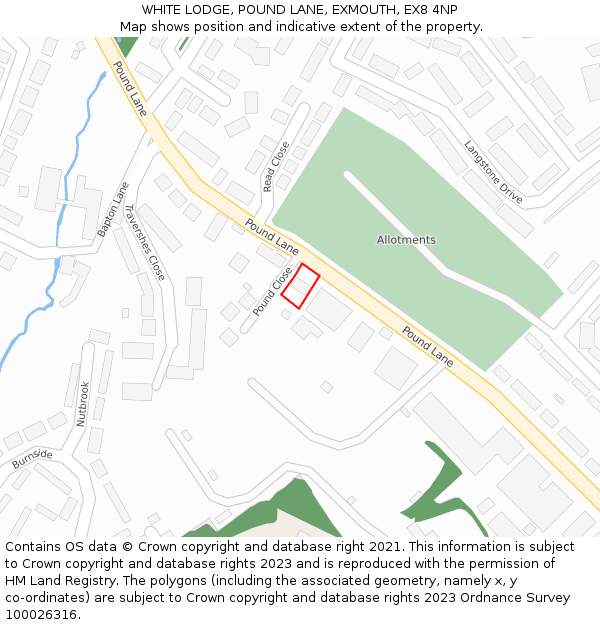 WHITE LODGE, POUND LANE, EXMOUTH, EX8 4NP: Location map and indicative extent of plot