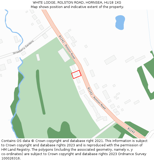 WHITE LODGE, ROLSTON ROAD, HORNSEA, HU18 1XG: Location map and indicative extent of plot