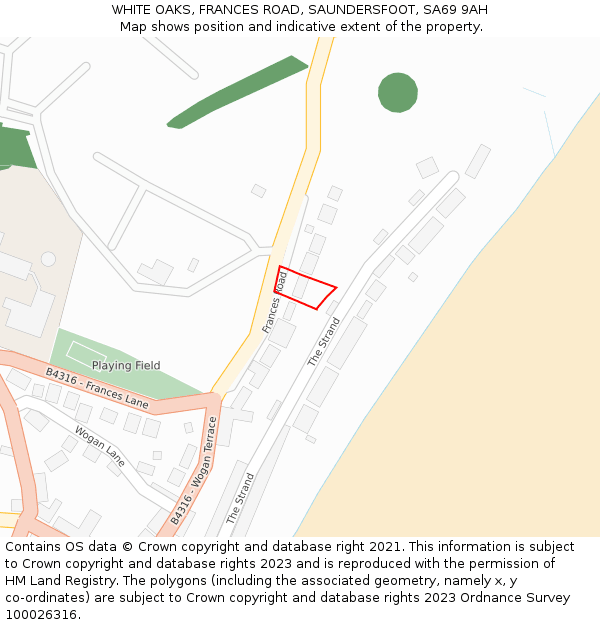 WHITE OAKS, FRANCES ROAD, SAUNDERSFOOT, SA69 9AH: Location map and indicative extent of plot