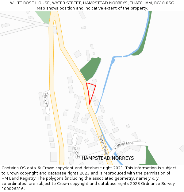 WHITE ROSE HOUSE, WATER STREET, HAMPSTEAD NORREYS, THATCHAM, RG18 0SG: Location map and indicative extent of plot