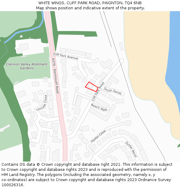 WHITE WINGS, CLIFF PARK ROAD, PAIGNTON, TQ4 6NB: Location map and indicative extent of plot