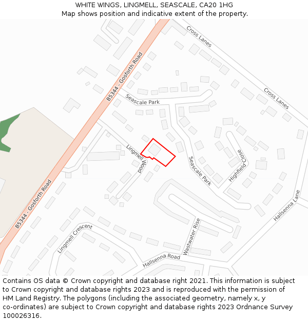 WHITE WINGS, LINGMELL, SEASCALE, CA20 1HG: Location map and indicative extent of plot