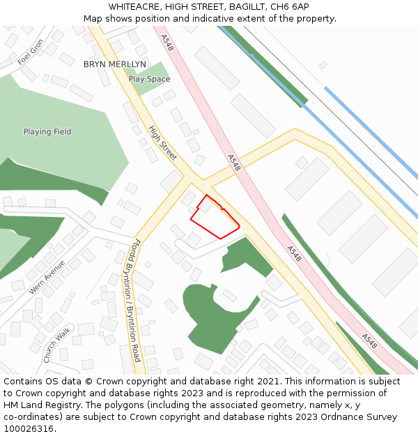 WHITEACRE, HIGH STREET, BAGILLT, CH6 6AP: Location map and indicative extent of plot