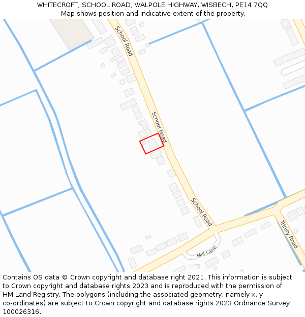 WHITECROFT, SCHOOL ROAD, WALPOLE HIGHWAY, WISBECH, PE14 7QQ: Location map and indicative extent of plot