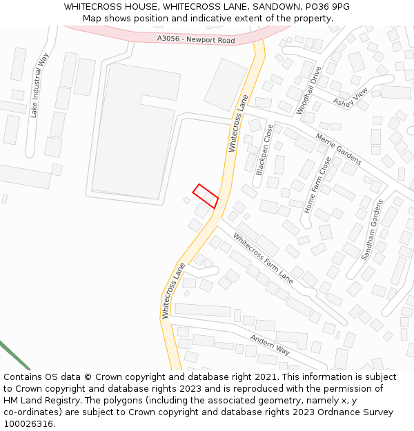 WHITECROSS HOUSE, WHITECROSS LANE, SANDOWN, PO36 9PG: Location map and indicative extent of plot