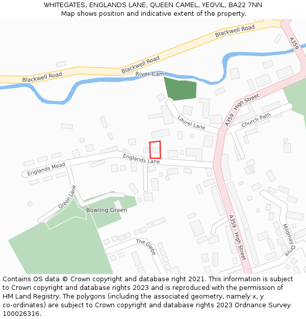 WHITEGATES, ENGLANDS LANE, QUEEN CAMEL, YEOVIL, BA22 7NN: Location map and indicative extent of plot