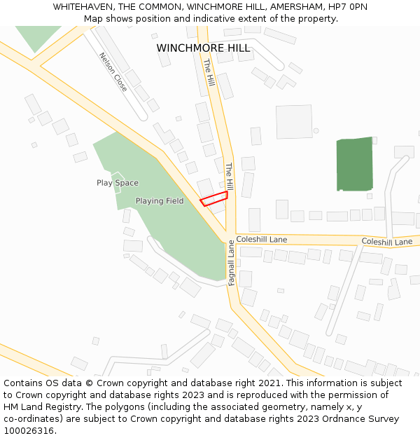 WHITEHAVEN, THE COMMON, WINCHMORE HILL, AMERSHAM, HP7 0PN: Location map and indicative extent of plot