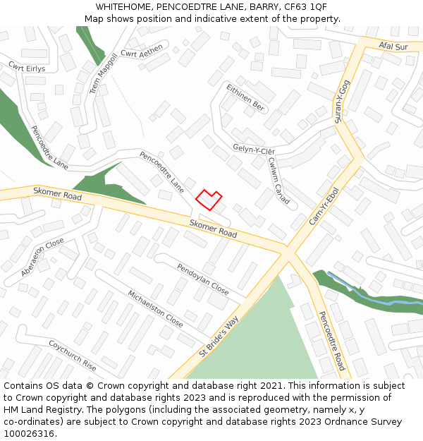 WHITEHOME, PENCOEDTRE LANE, BARRY, CF63 1QF: Location map and indicative extent of plot