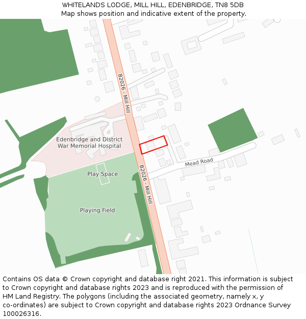 WHITELANDS LODGE, MILL HILL, EDENBRIDGE, TN8 5DB: Location map and indicative extent of plot