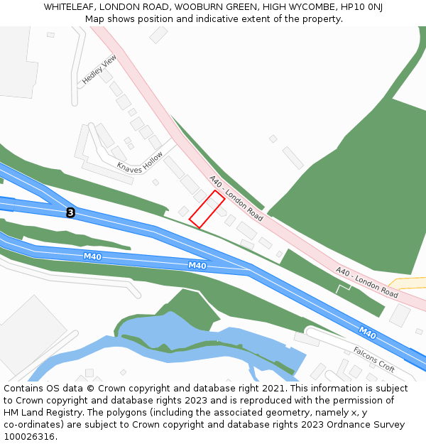 WHITELEAF, LONDON ROAD, WOOBURN GREEN, HIGH WYCOMBE, HP10 0NJ: Location map and indicative extent of plot