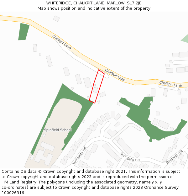 WHITERIDGE, CHALKPIT LANE, MARLOW, SL7 2JE: Location map and indicative extent of plot