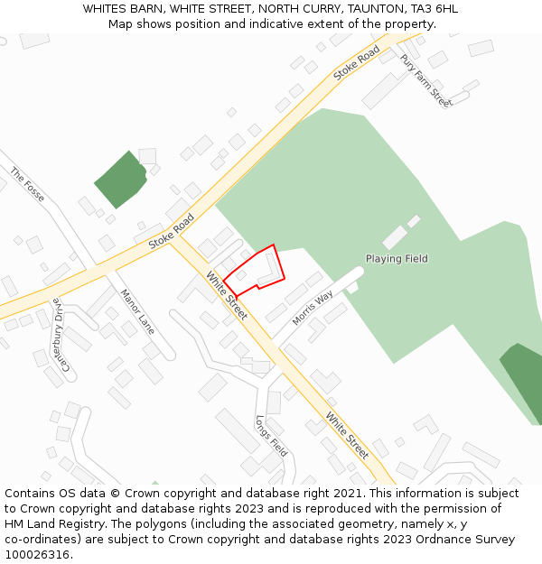 WHITES BARN, WHITE STREET, NORTH CURRY, TAUNTON, TA3 6HL: Location map and indicative extent of plot