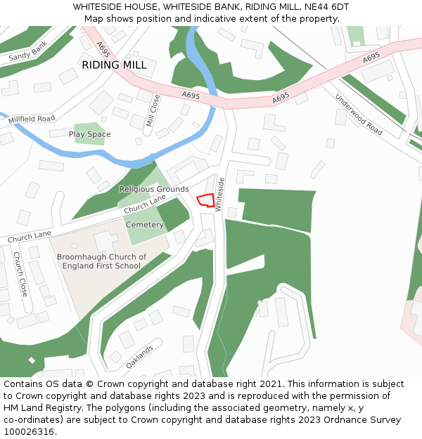 WHITESIDE HOUSE, WHITESIDE BANK, RIDING MILL, NE44 6DT: Location map and indicative extent of plot
