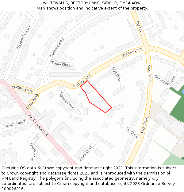 WHITEWALLS, RECTORY LANE, SIDCUP, DA14 4QW: Location map and indicative extent of plot