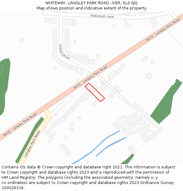 WHITEWAY, LANGLEY PARK ROAD, IVER, SL0 0JQ: Location map and indicative extent of plot
